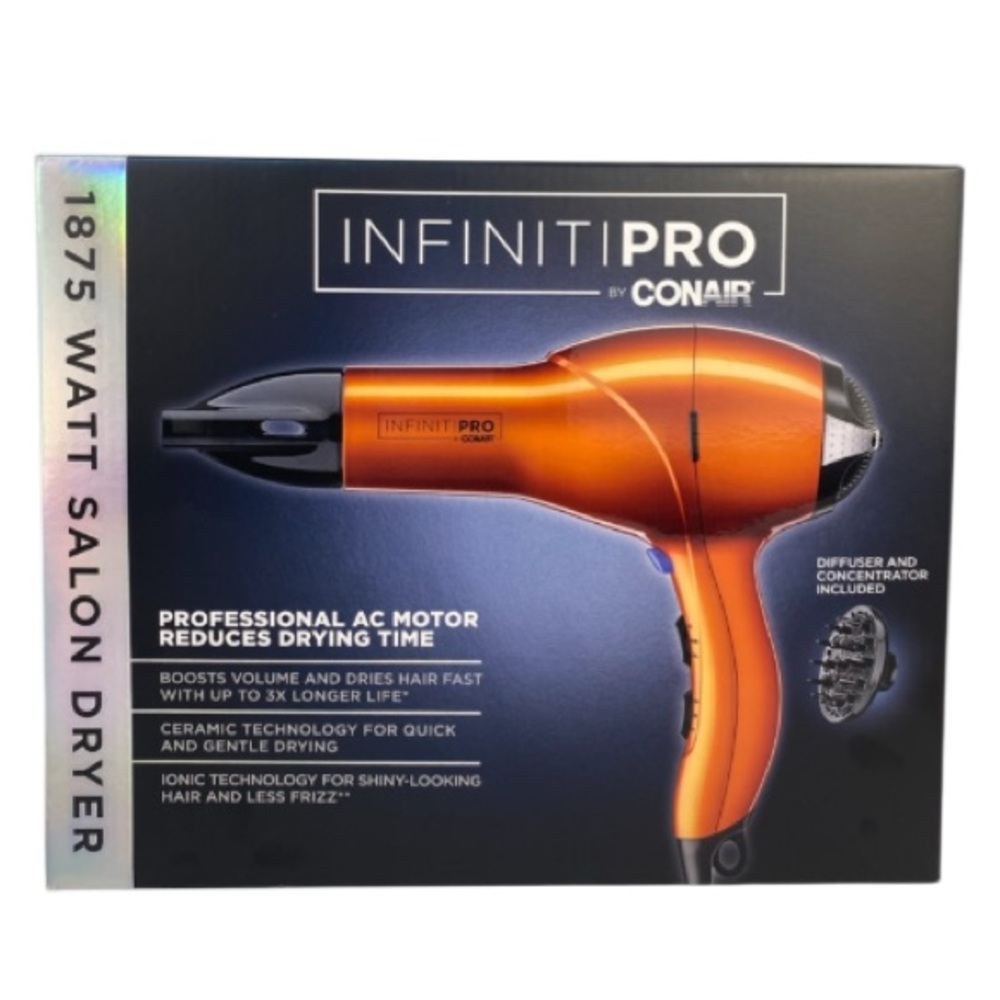 InfinitiPRO Conair 1875W AC Motor Hair Dryer Ionic Ceramic + Diffuser NWT